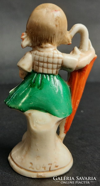 Little girl with umbrella antique foreign German porcelain figure / nipp /413/