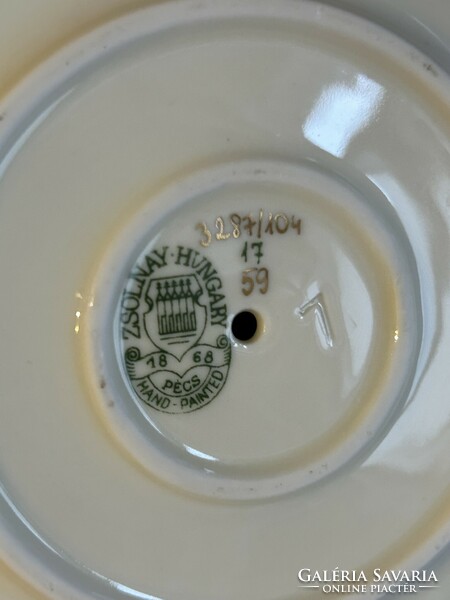 Zsolnay porcelán virágmintás gyertyatartó