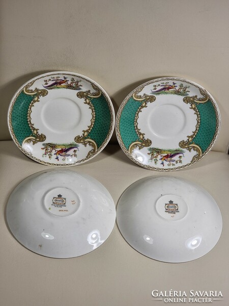 4 Pcs porcelain base royal myotts crown staffordshire england green chelsea bird plate