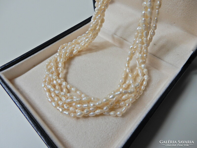 Old 6-row cultured rice pearl string with 8 carat gold clasp