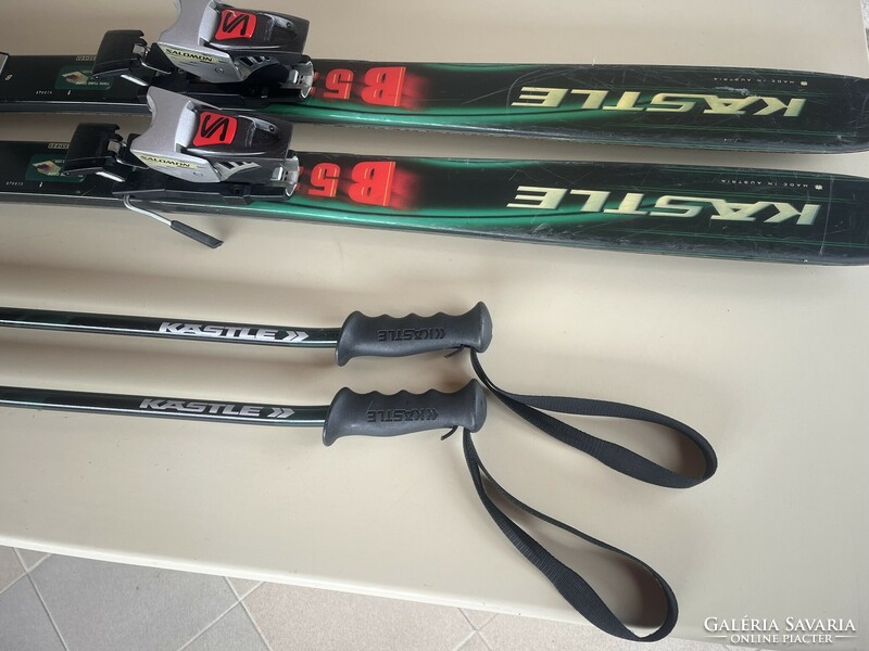 Kastle skis 170 cm, Salomon binding, 120 cm poles