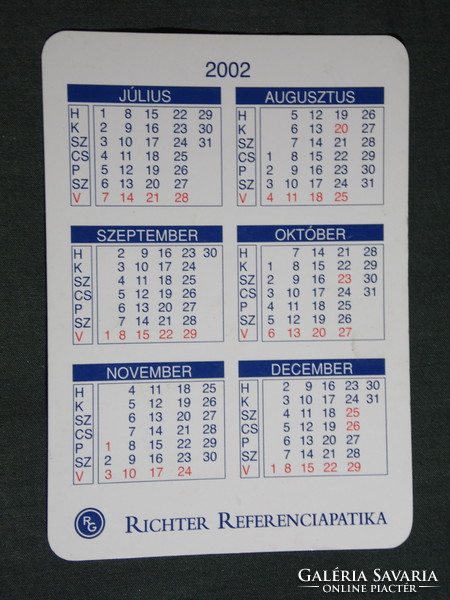 Card calendar, pharmacy, pharmacy, richter reference pharmacy, 2002, (6)
