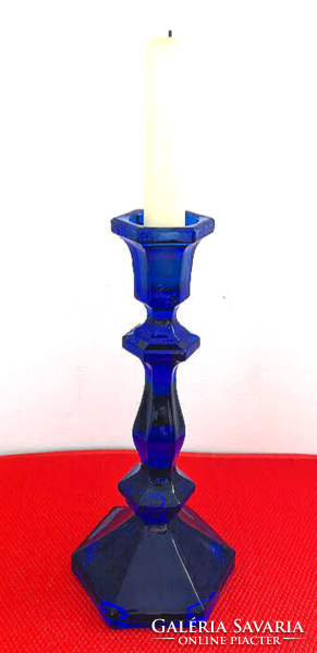 Glass candle holder blue