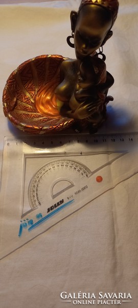 Ring holder/ashtray of modern African woman with child