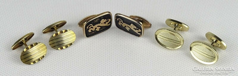 1Q439 retro gold colored cufflinks 3 pairs