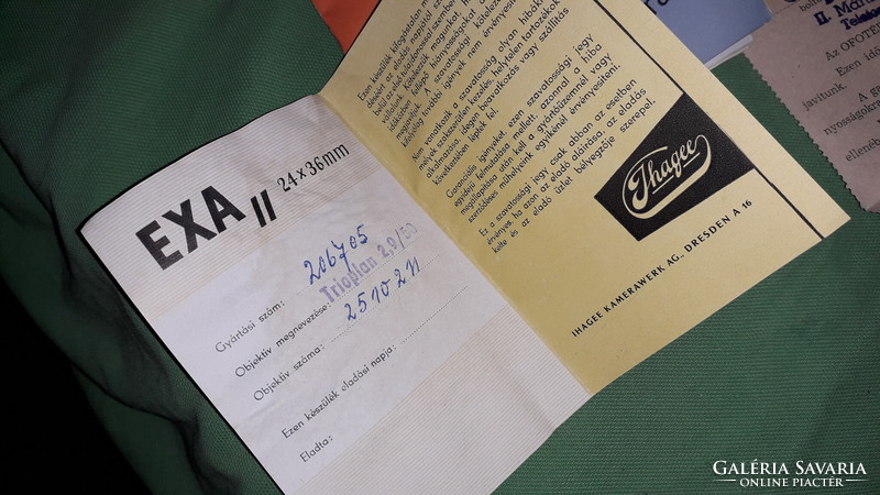 1964. Exa ii. German camera operating instructions, warranty letter, bill of lading according to photos