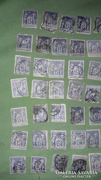 Antik 19. század vége francia 15 cantimes postai bélyegek 72 db + ajándék a képek szerint