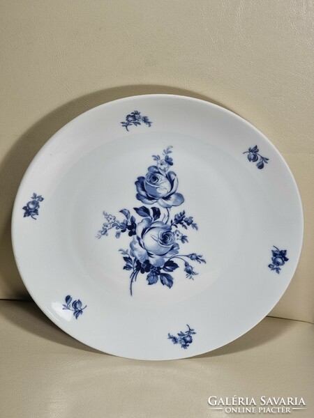 Bohemia inglazed blue floral rose plate