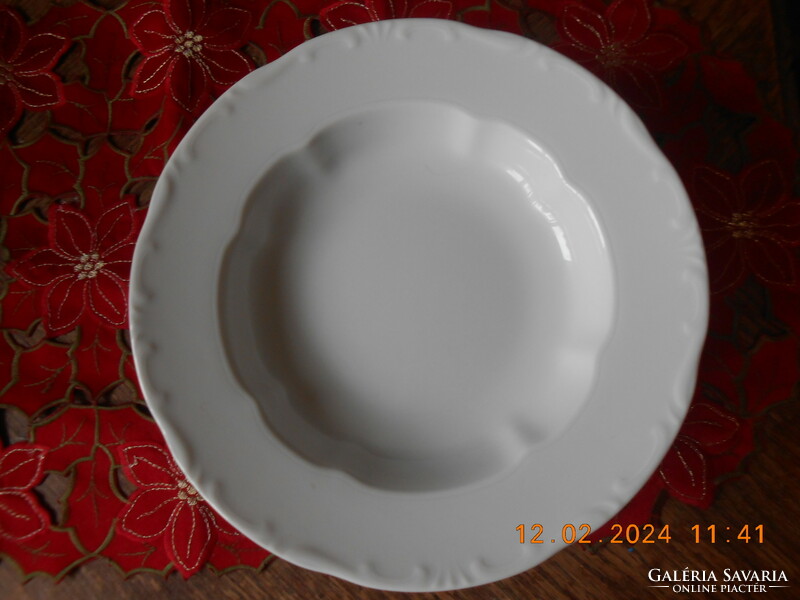 Zsolnay fehér mély tányér, 6 db