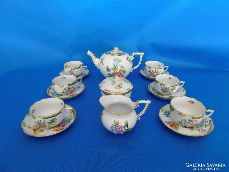 6-piece tea set with Herend Victoria pattern