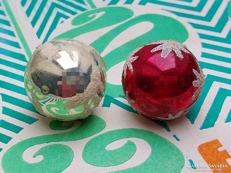 Old glass Christmas tree ornament sphere glass ornament 2 pcs