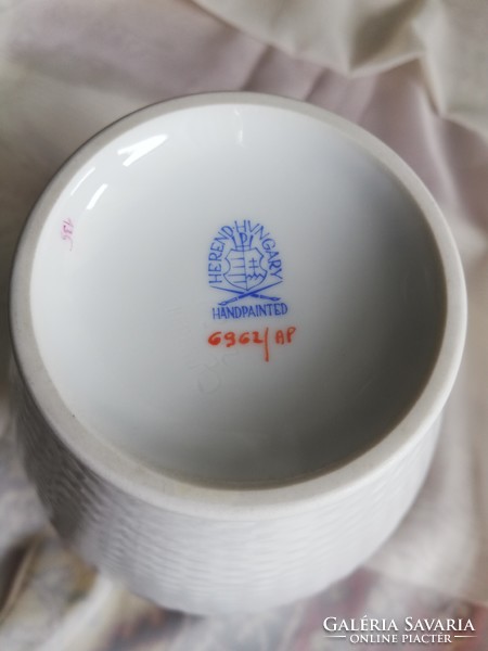 Apponyi mintás (purpur) Herendi porcelán váza, 23,5 cm magas