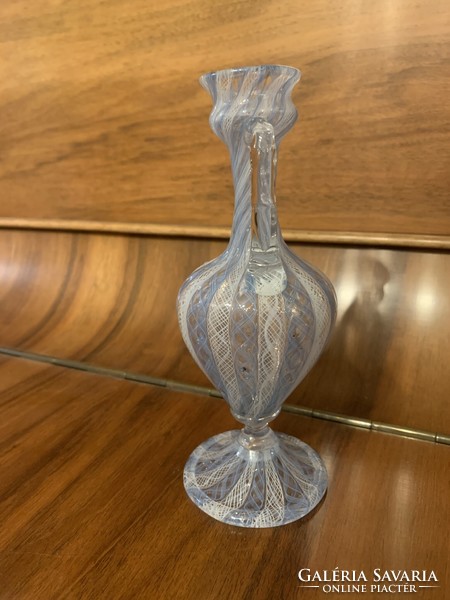 Különleges muránói Latticino üveg váza/vázácska, fújt üveg
