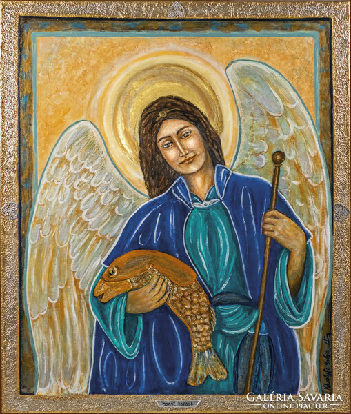 Saint Raphael the Archangel, 90x85cm, genuine laminated canvas picture printed 10. Copied with certificate