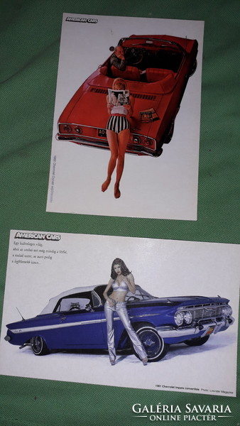 Antique American postcard reprints chevrolet cars pin-up girls 2 in one according to the pictures