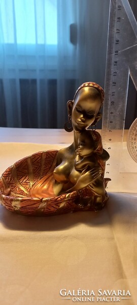 Ring holder/ashtray of modern African woman with child