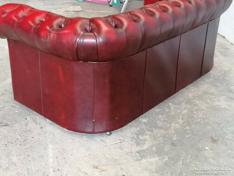 Chesterfield sofa with real cowhide upholstery