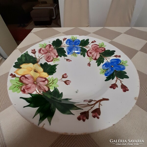 Hatalmas festett mázas porcelán tányér