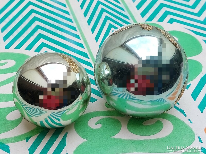 Retro glass Christmas tree decoration sphere glass decoration 2 pcs