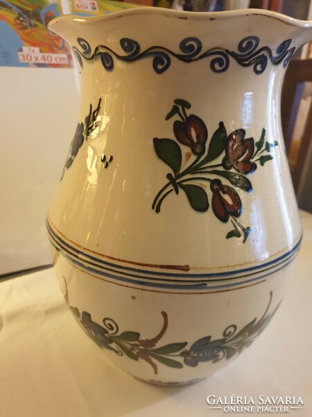 Large old white glazed ceramic vase