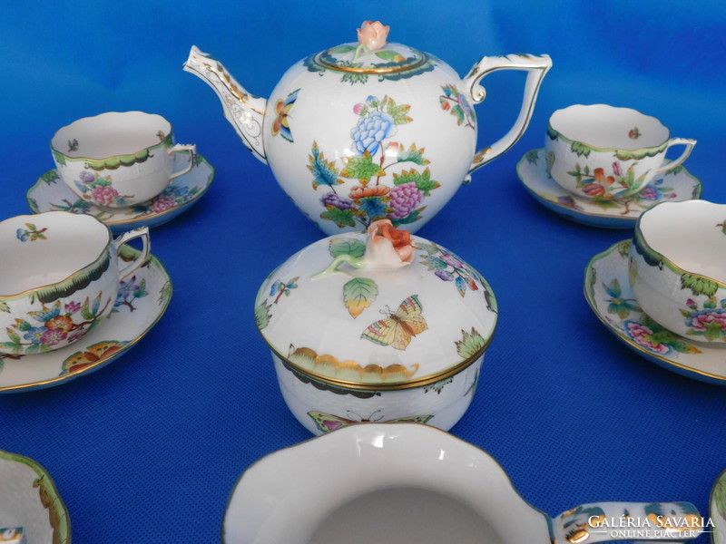 6-piece tea set with Herend Victoria pattern