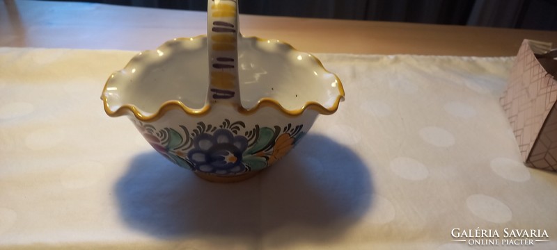 Ceramic basket with handles