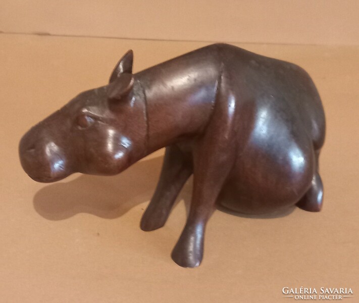 Bohemian carved wooden hippo negotiable art deco design