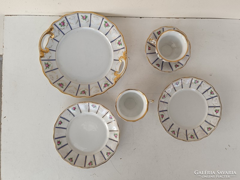 Antik békebeli biedermeier porcelán süteményes kávés tányér csésze étkészlet maradéka 541 8396