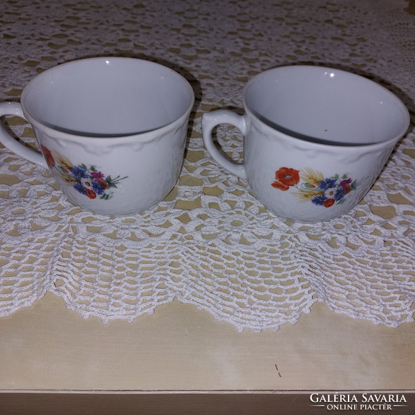 Kahla német porcelán, pipacsos-búzavirágos csésze, bögre