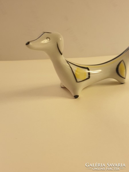 Hollóházi art deko porcelán kutya figura
