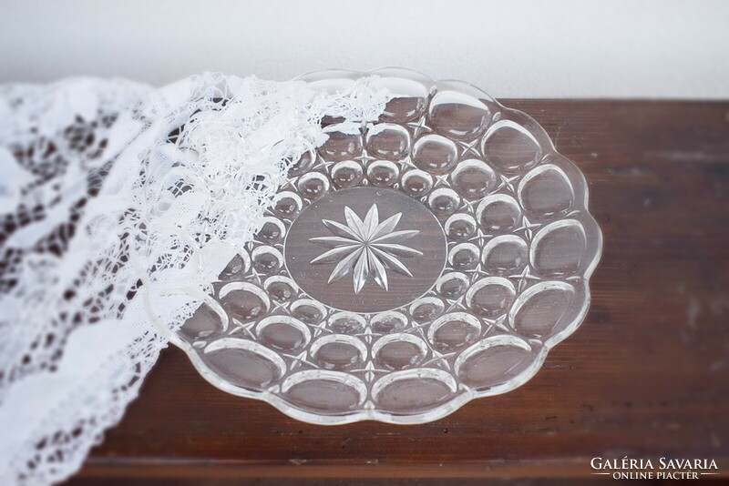 Vintage special glass cake serving bowl plate