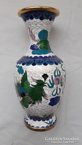 Chinese vase with a dragon, compartment enamel, fire enamel