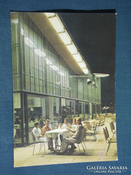 Postcard, Balaton Castle, motel restaurant, terrace detail with people