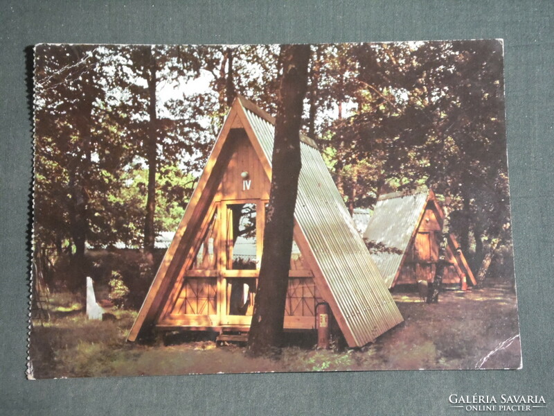 Postcard, detail of view of Balatonfenyves, Dorog coal mines resort, bungalows