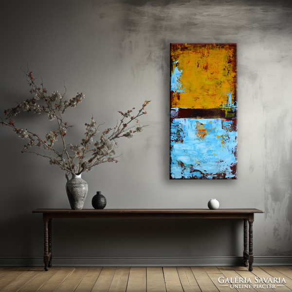 Red edit: blue yellow modern abstract 120x60cm