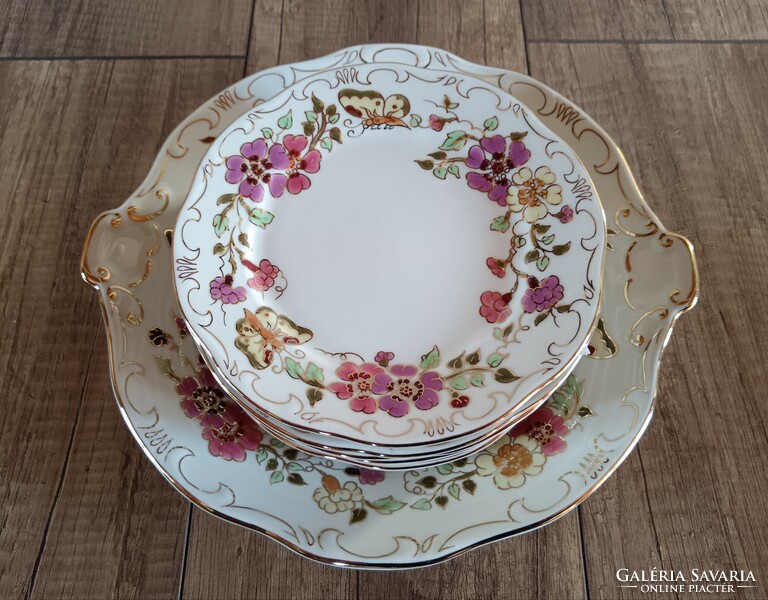 Zsolnay butterfly pattern porcelain cake / sandwich set