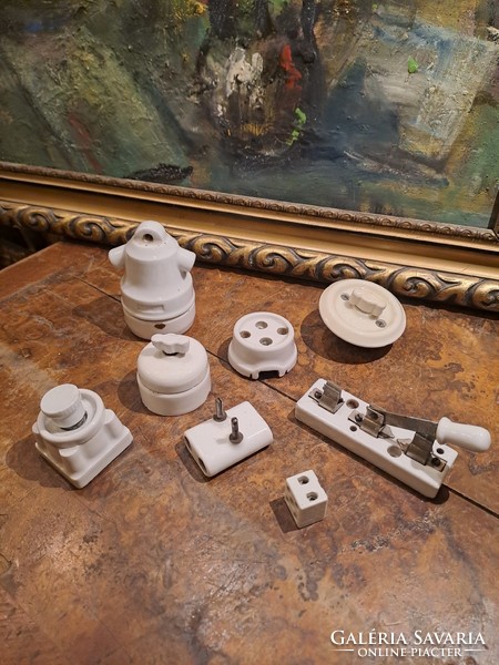 Antique electrical porcelain fittings 8 pcs in one
