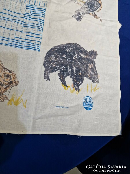 1982 wall calendar kitchen towel bunny wild boar bird