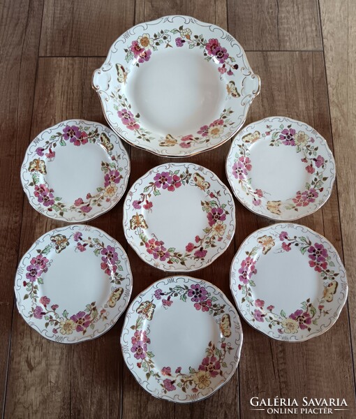 Zsolnay butterfly pattern porcelain cake / sandwich set