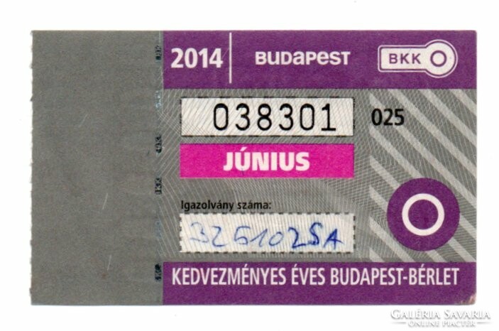 BKV  Bérlet   2014   Június