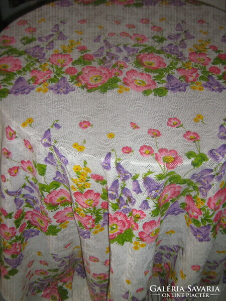 Beautiful openwork colorful flower pattern huge lace tablecloth