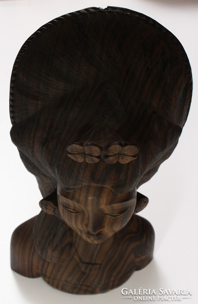 Bali female statue head wood carving 1930s