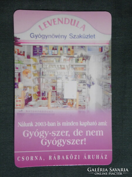 Card calendar, lavender herbal medicine shop, csorna, Rábaköz store, 2003, (6)