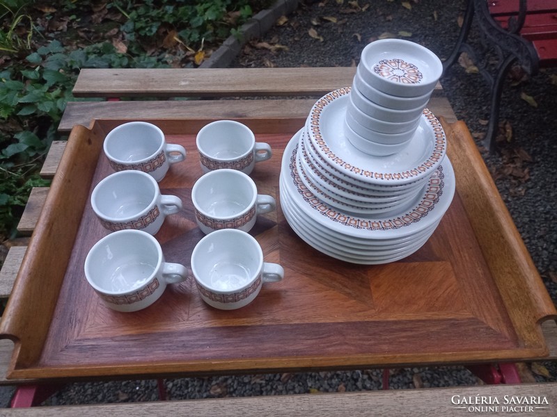 Kádár socialist design: lowland porcelain terracotta coffee set for 12 people