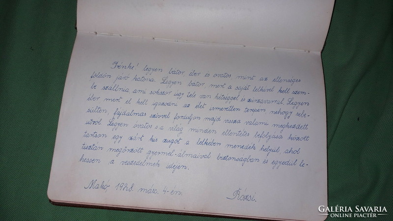 1927- 28. Gyönyörű bőrkötéses EMLÉKKÖNYV kézi bejegyzések,rajzok  - KISS IRÉN MAKÓ a képek szerint