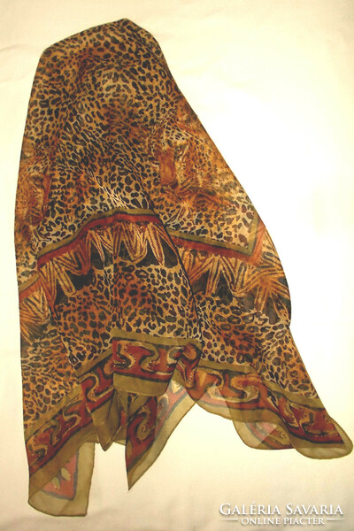 Tiger pattern muslin scarf.