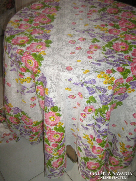 Beautiful openwork colorful flower pattern huge lace tablecloth