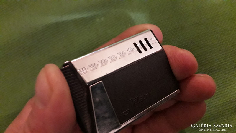 1950-60 Approx. Mofém meteor lighter in silver metal, black vinyl finish as shown in the pictures