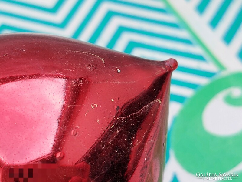 Retro üveg karácsonyfadísz csepp alakú piros üvegdísz
