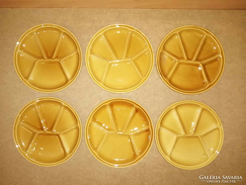 Glazed ceramic divided plate set - 6 pieces in one - 22 cm (b)